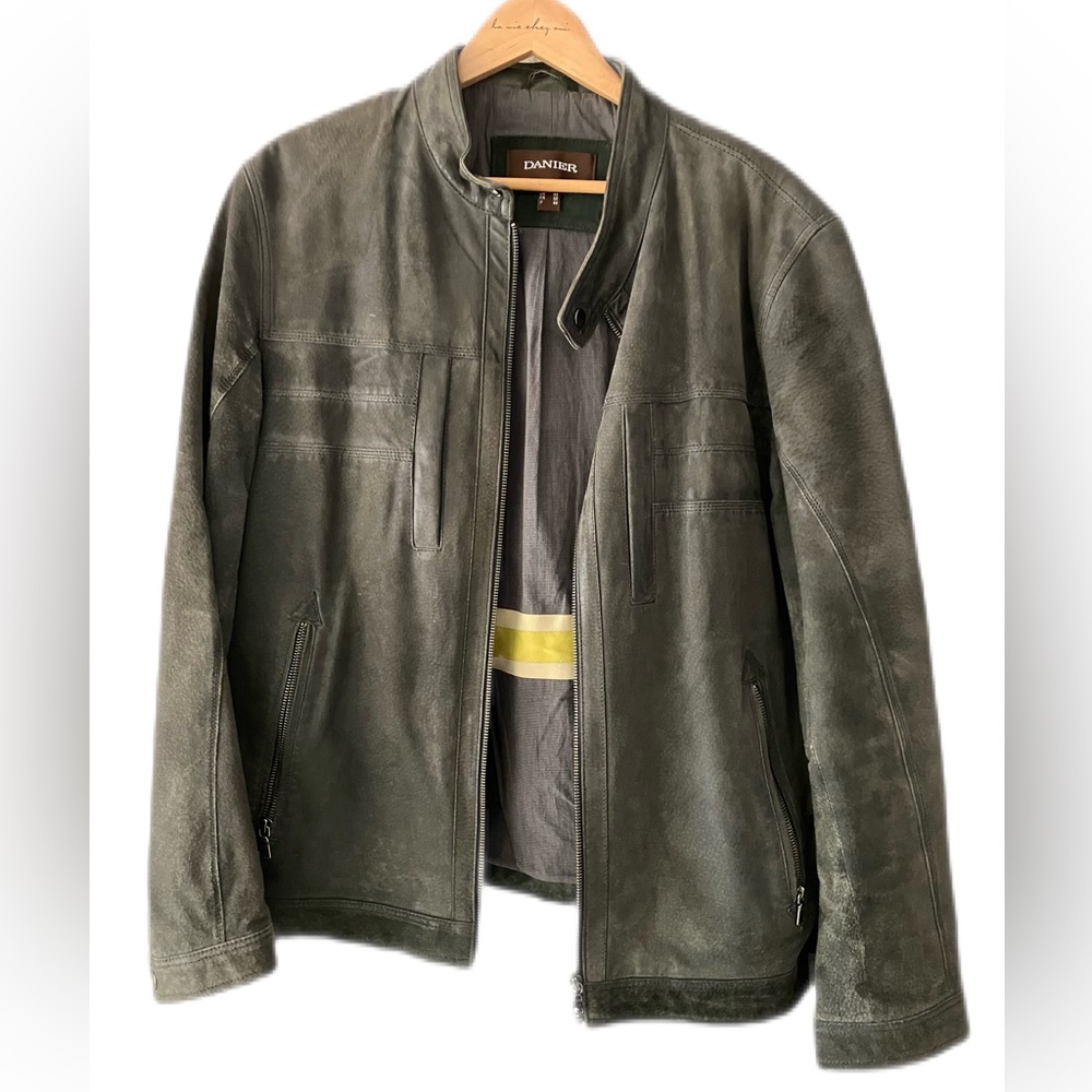 Mens Danier Leather Bomber Jacket Size XL
